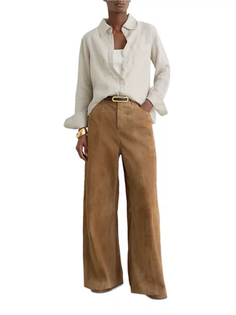 Reiss Belle 100% Linen Shirt Beige Neutral color - in size 4